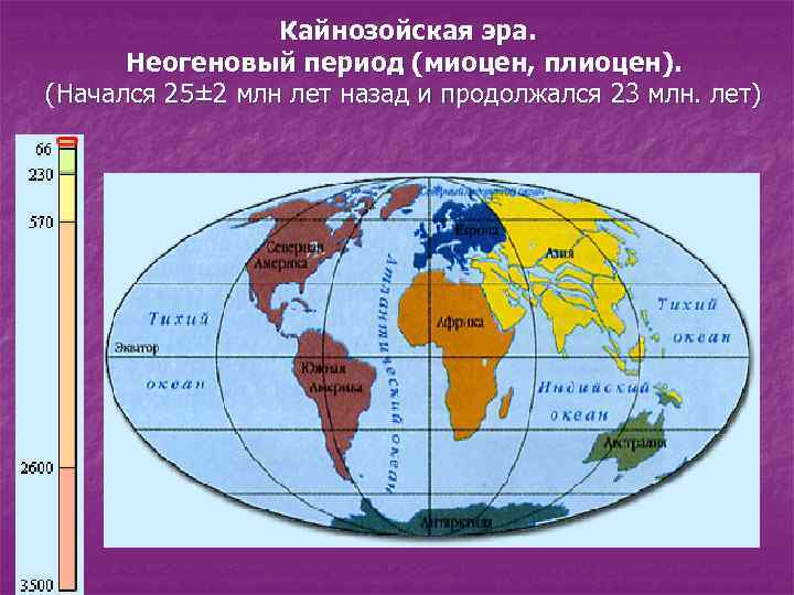 Кайнозойская эра. Неогеновый период (миоцен, плиоцен). (Hачался 25± 2 млн лет назад и продолжался