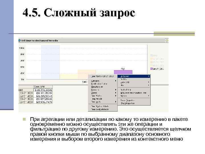 4. 5. Сложный запрос При агрегации или детализации по какому то измерению в пакете