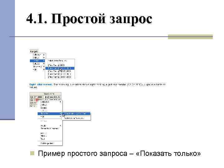 4. 1. Простой запрос Пример простого запроса – «Показать только» 