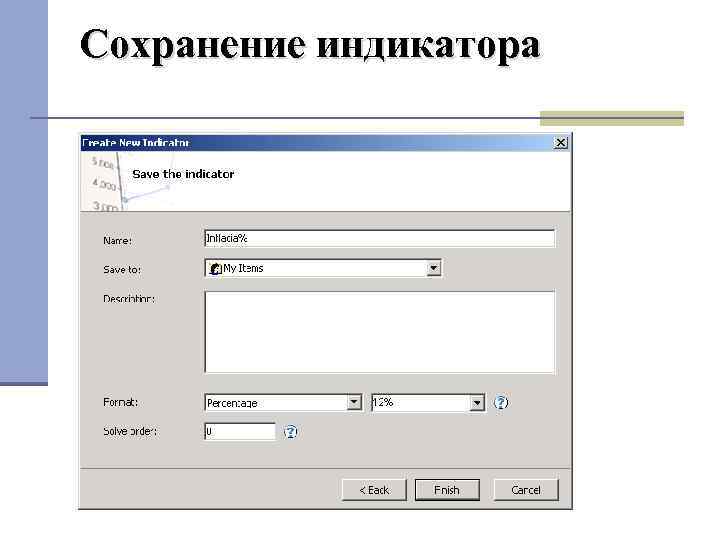 Сохранение индикатора 