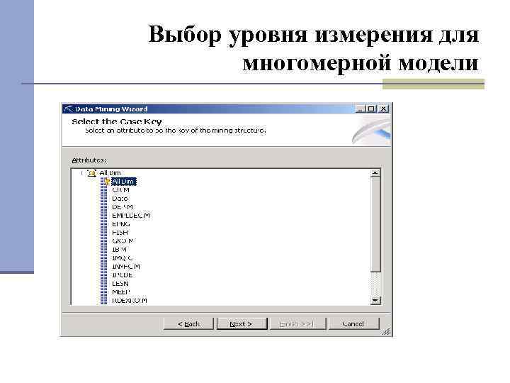 Выбор уровня измерения для многомерной модели 