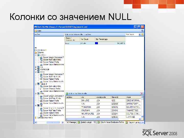Колонки со значением NULL 