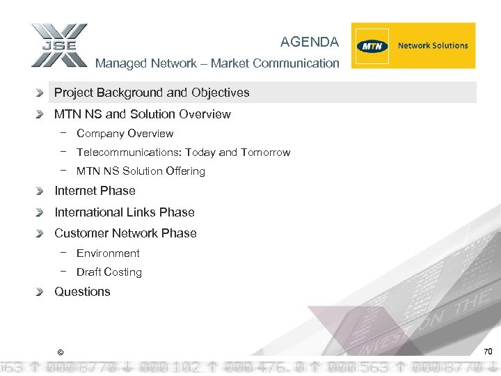 AGENDA Managed Network – Market Communication Project Background and Objectives MTN NS and Solution