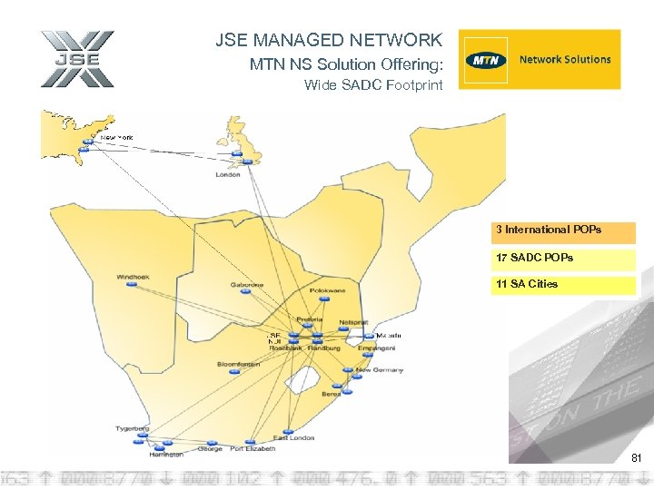 JSE MANAGED NETWORK MTN NS Solution Offering: Wide SADC Footprint 3 International POPs 17