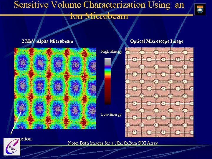 Sensitive Volume Characterization Using an Ion Microbeam 2 Me. V Alpha Microbeam Optical Microscope