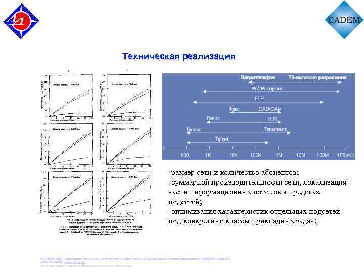 Техническая реализация -размер сети и количество абонентов; -суммарной производительности сети, локализация части информационных потоков