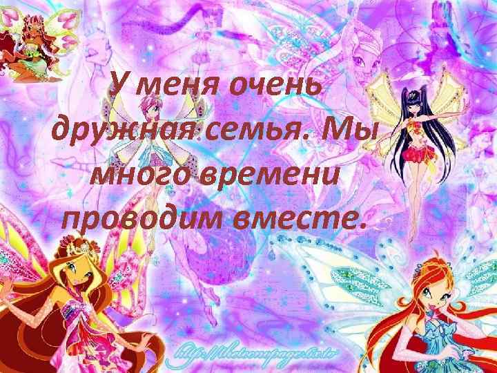 У меня очень дружная семья. Мы много времени проводим вместе. 