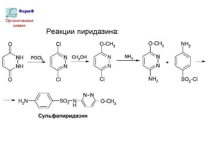 Фарм. Ф Органическая химия Реакции пиридазина: 