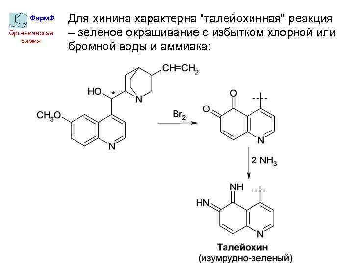 Фарм. Ф Органическая химия Для хинина характерна 