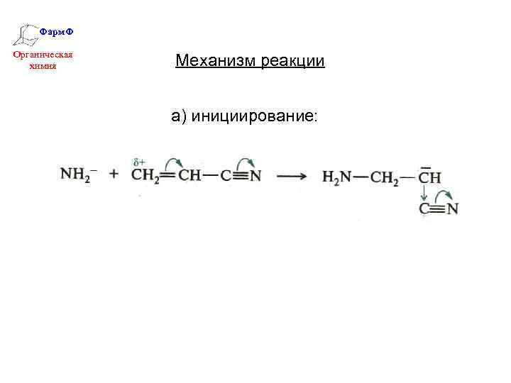 Фарм. Ф Органическая химия Механизм реакции а) инициирование: 