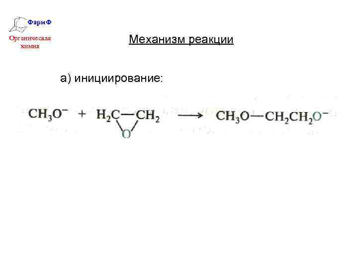 Фарм. Ф Органическая химия Механизм реакции а) инициирование: 
