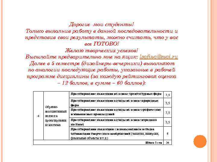 Дорогие мои студенты! Только выполнив работу в данной последовательности и представив свои результаты, можно