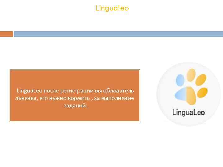 Lingualeo Lingua. Leo после регистрации вы обладатель львенка, его нужно кормить , за выполнение