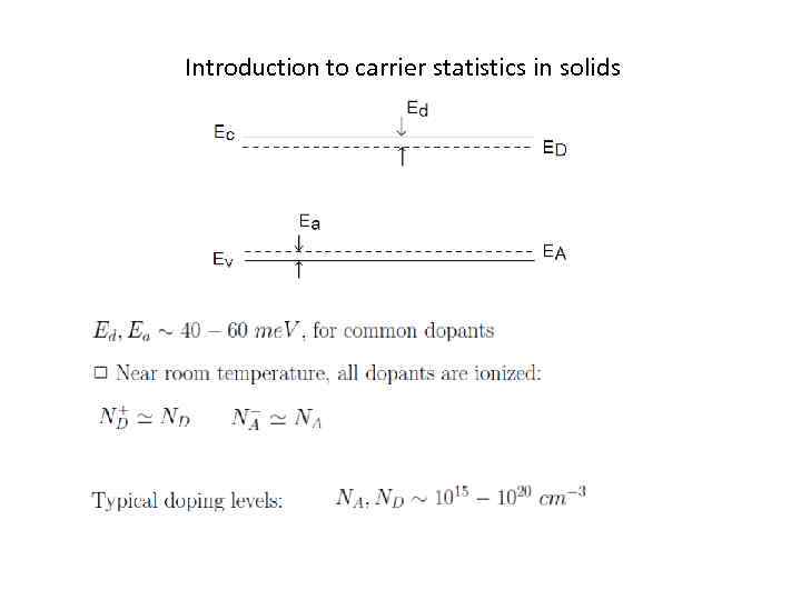 Introduction to carrier statistics in solids 