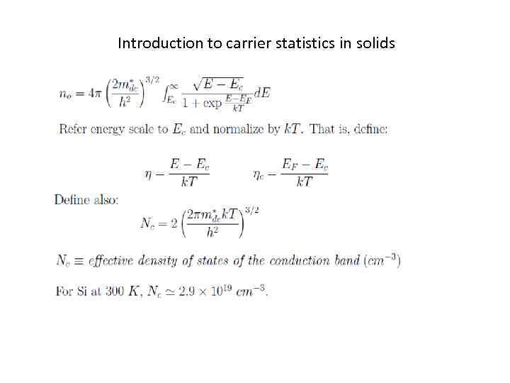Introduction to carrier statistics in solids 