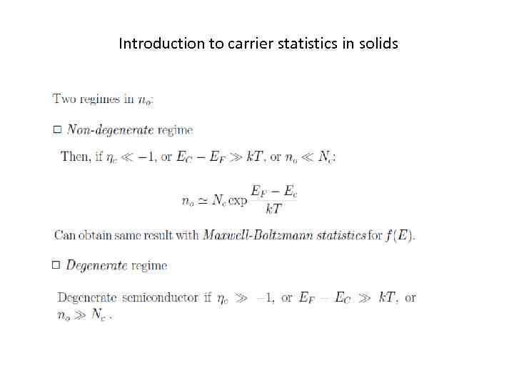 Introduction to carrier statistics in solids 
