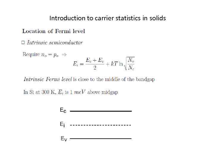 Introduction to carrier statistics in solids 