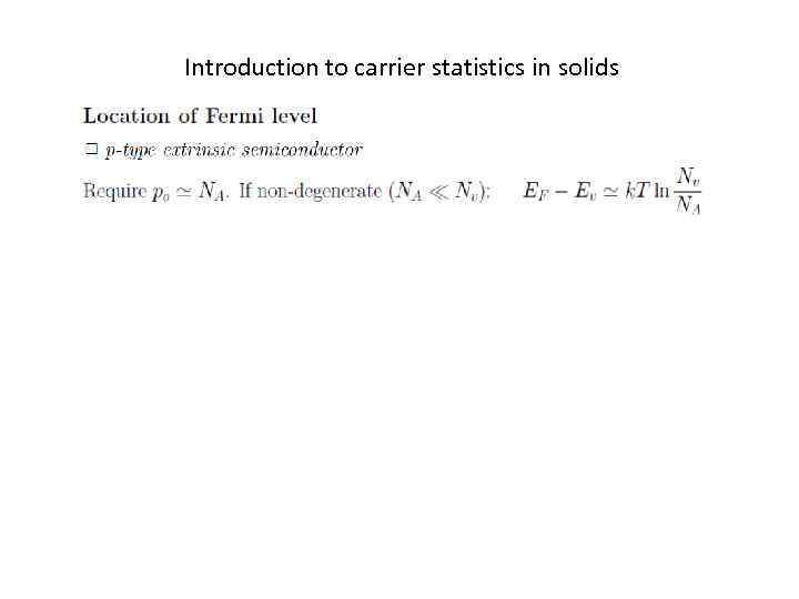 Introduction to carrier statistics in solids 