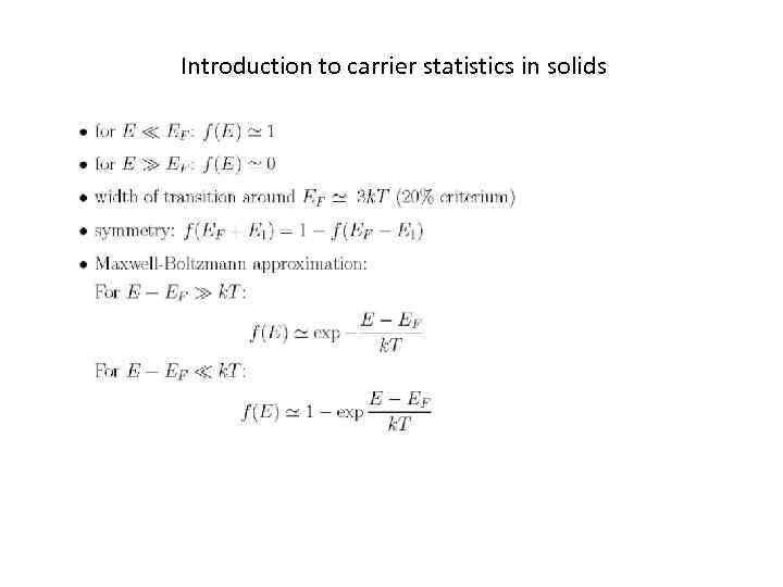 Introduction to carrier statistics in solids 