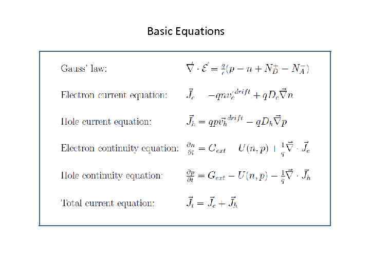 Basic Equations 