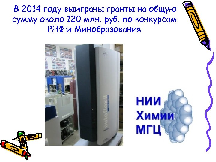 В 2014 году выиграны гранты на общую сумму около 120 млн. руб. по конкурсам