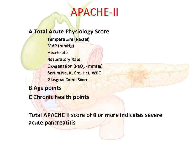 APACHE-II A Total Acute Physiology Score Temperature (Rectal) MAP (mm. Hg) Heart rate Respiratory