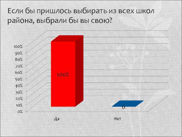 Если бы пришлось выбирать из всех школ района, выбрали бы вы свою? 