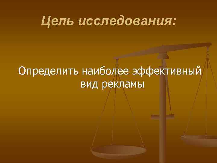 Цель исследования: Определить наиболее эффективный вид рекламы 