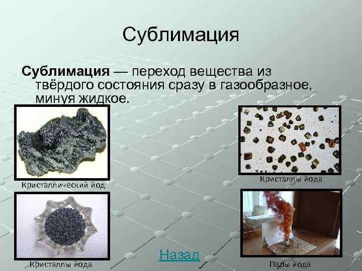 Переход вещества в газообразное состояние. Сублимация примеры. Вещество из твердого в газообразное. Сублимация вещества. Возгонка примеры.