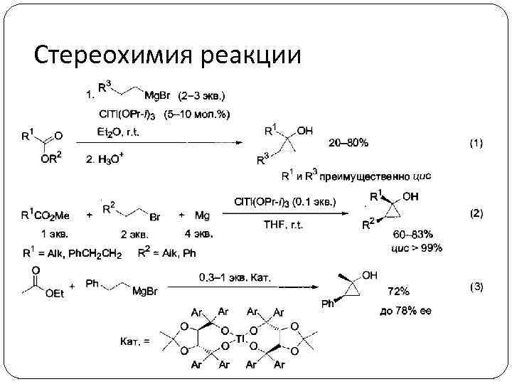 Стереохимия реакции 