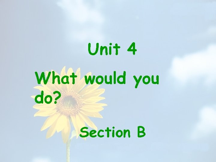 Unit 4 What would you do? Section B 