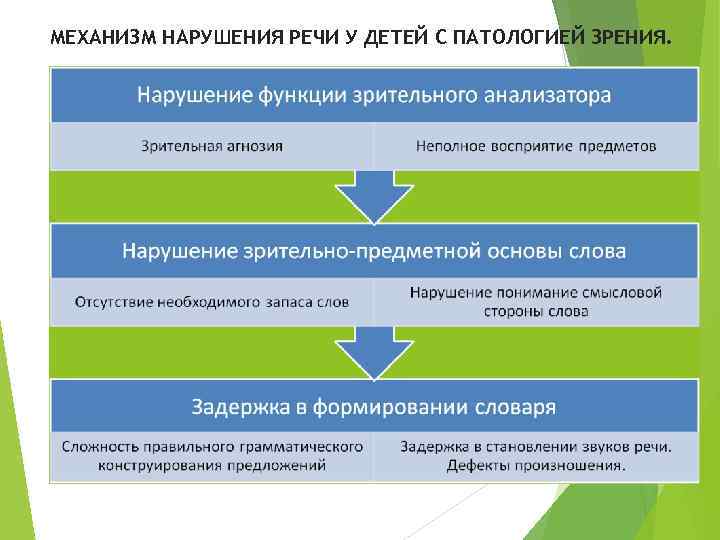 МЕХАНИЗМ НАРУШЕНИЯ РЕЧИ У ДЕТЕЙ С ПАТОЛОГИЕЙ ЗРЕНИЯ. 