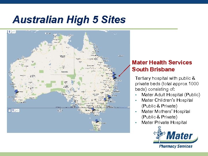 Australian High 5 Sites Mater Health Services South Brisbane Tertiary hospital with public &
