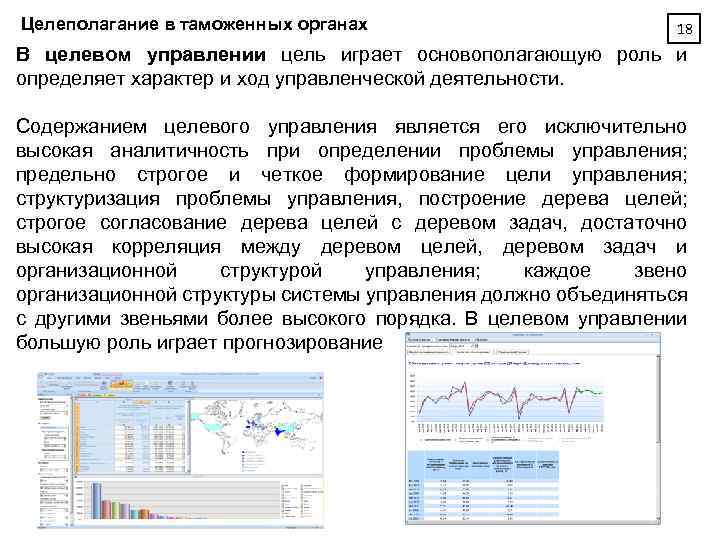 Целеполагание в таможенных органах 18 В целевом управлении цель играет основополагающую роль и определяет