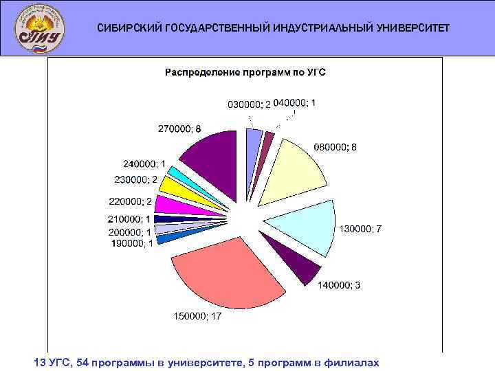 СИБИРСКИЙ ГОСУДАРСТВЕННЫЙ ИНДУСТРИАЛЬНЫЙ УНИВЕРСИТЕТ 13 УГС, 54 программы в университете, 5 программ в филиалах