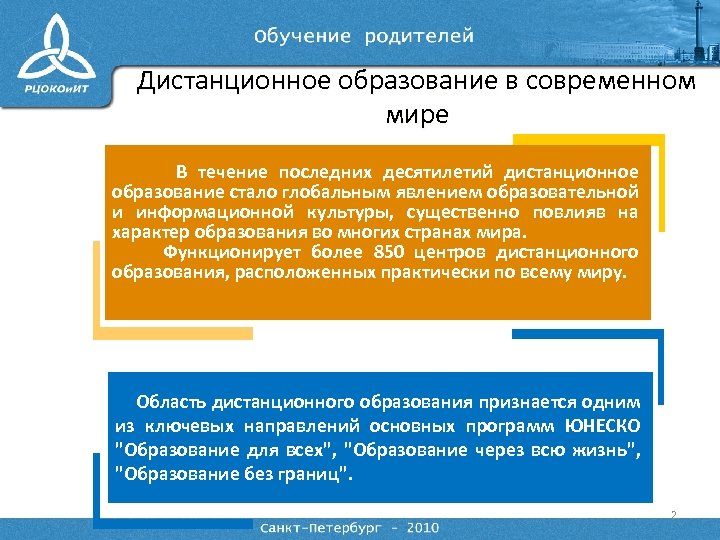 Дистанционное образование в современном мире В течение последних десятилетий дистанционное образование стало глобальным явлением