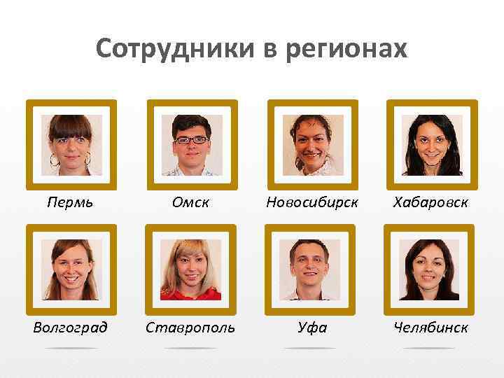 Сотрудники в регионах Пермь Омск Новосибирск Хабаровск Волгоград Ставрополь Уфа Челябинск 