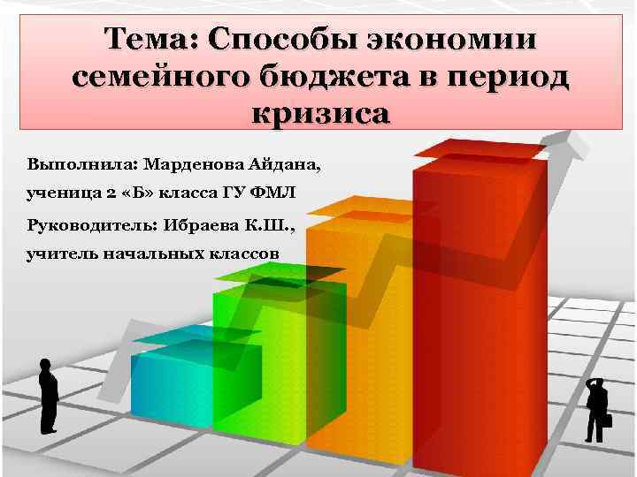 Тема: Способы экономии семейного бюджета в период кризиса Выполнила: Марденова Айдана, ученица 2 «Б»