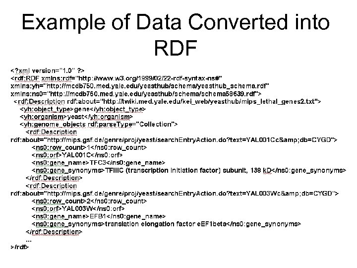 Example of Data Converted into RDF 