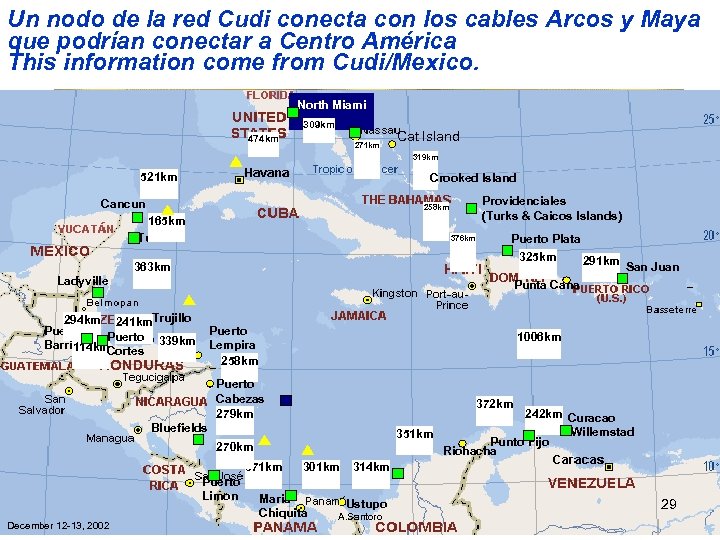 Un nodo de la red Cudi conecta con los cables Arcos y Maya que