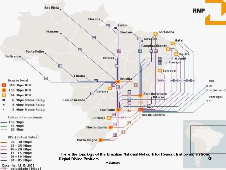 This is the topology of the Brazilian National Network for Research showing a strong