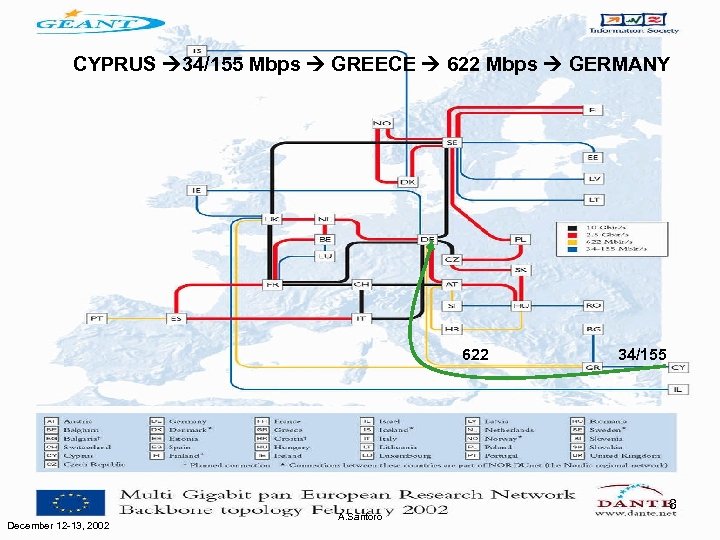 CYPRUS 34/155 Mbps GREECE 622 Mbps GERMANY 622 December 12 -13, 2002 A. Santoro
