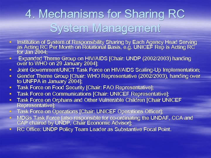 4. Mechanisms for Sharing RC System Management § Institution of System of Responsibility Sharing