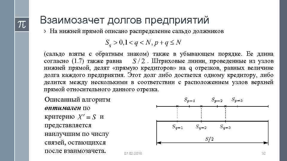 Взаимозачет долгов предприятий › На нижней прямой описано распределение сальдо должников (сальдо взяты с