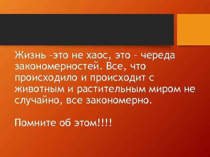 Жизнь –это не хаос, это – череда закономерностей. Все, что происходило и происходит с