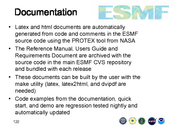 Documentation • Latex and html documents are automatically generated from code and comments in