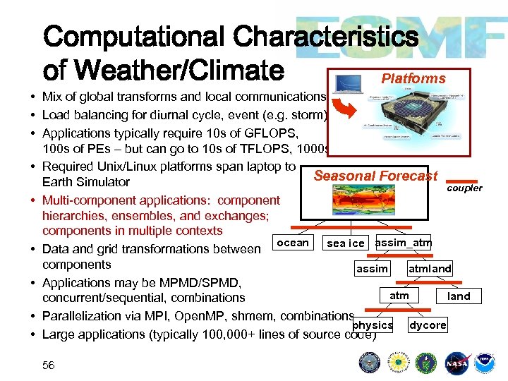 Computational Characteristics of Weather/Climate Platforms • Mix of global transforms and local communications •