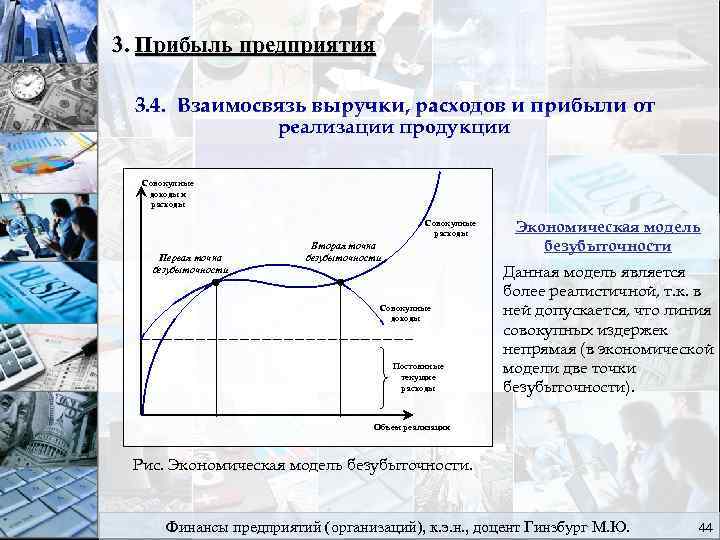 3. Прибыль предприятия 3. 4. Взаимосвязь выручки, расходов и прибыли от реализации продукции Совокупные