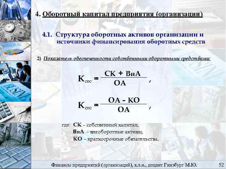 4. Оборотный капитал предприятия (организации) 4. 1. Структура оборотных активов организации и источники финансирования