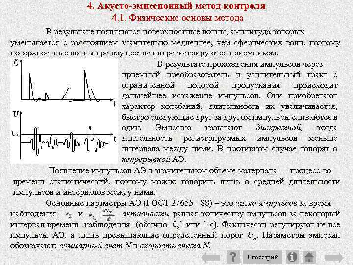 4. Акусто-эмиссионный метод контроля 4. 1. Физические основы метода В результате появляются поверхностные волны,